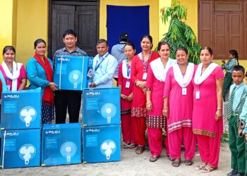 सत्यश्वर शिवशक्ति आ. वि.मा वडा कार्यालयद्वारा पंखा र मन्दिरमा बाद्यवादन सामग्री हस्तान्तरण