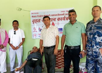 नेपाल रेड्क्रस सोसाइटी निजगढ शाखाद्वारा रक्तदान कार्यक्रमको आयोजना ५६ जनाले गरे रक्तदान