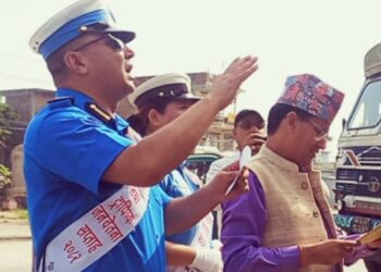 निजगढमा सडक अनुशासन र दुर्घटना न्युनिकरणका लागि ट्राफिक जनचेतना साता सुरु