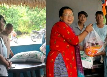 वैदेशिक रोजगारमा निधन भएका खर्चलाल कुमरकी श्रीमतीलाई खाद्य सामग्री सहयोग
